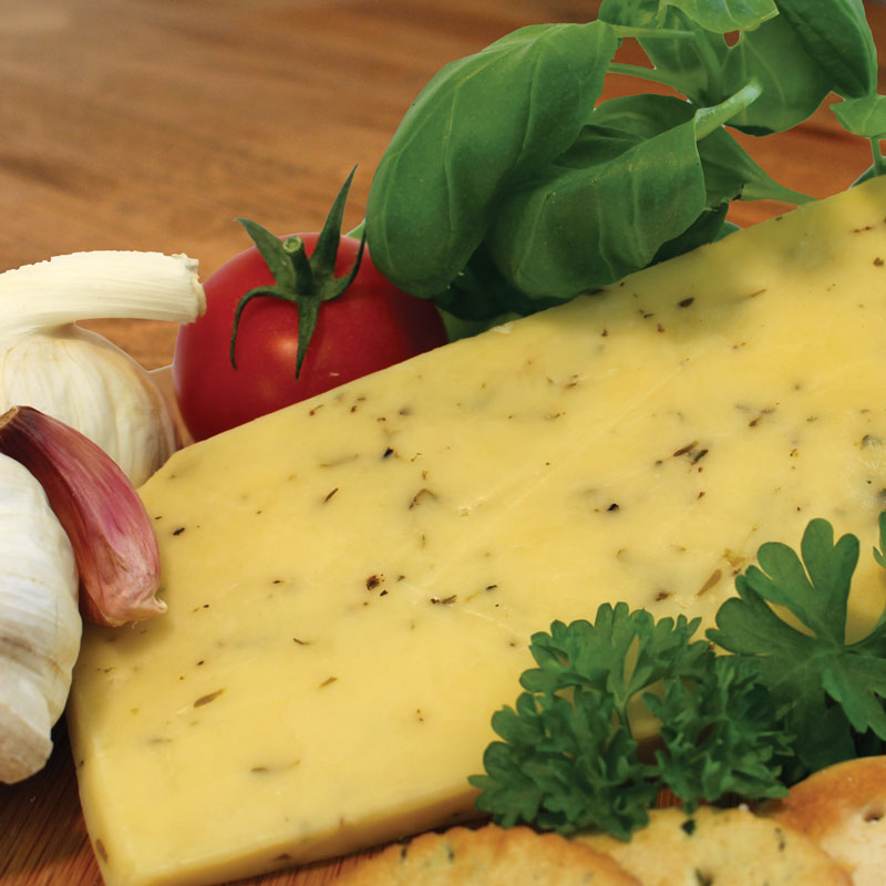 garlic and mixed herb farmhouse cheddar cheese